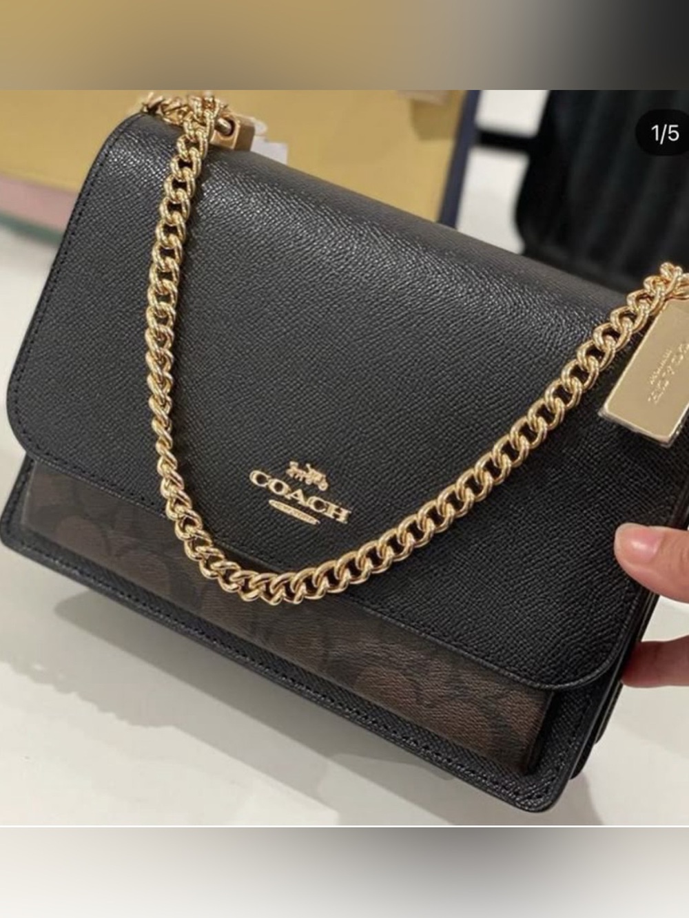Coach Klare Crossbody Bag In Signature Canvas Gold Walnut Black Chain